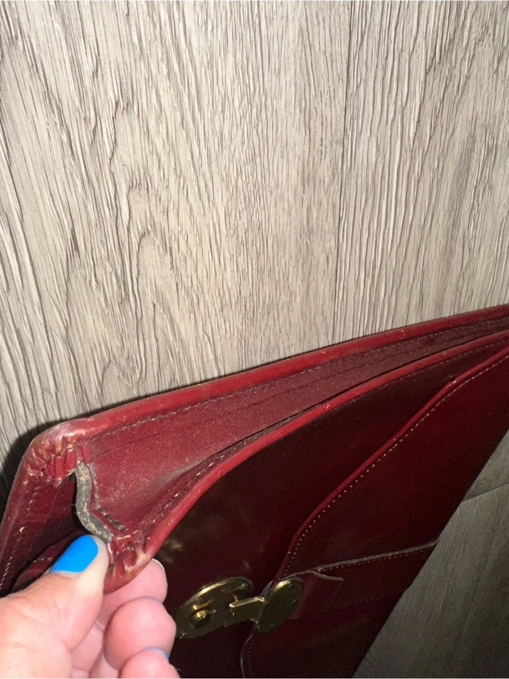 Vtg Burnt Red Leather Business Attaché Portfolio Laptop Case